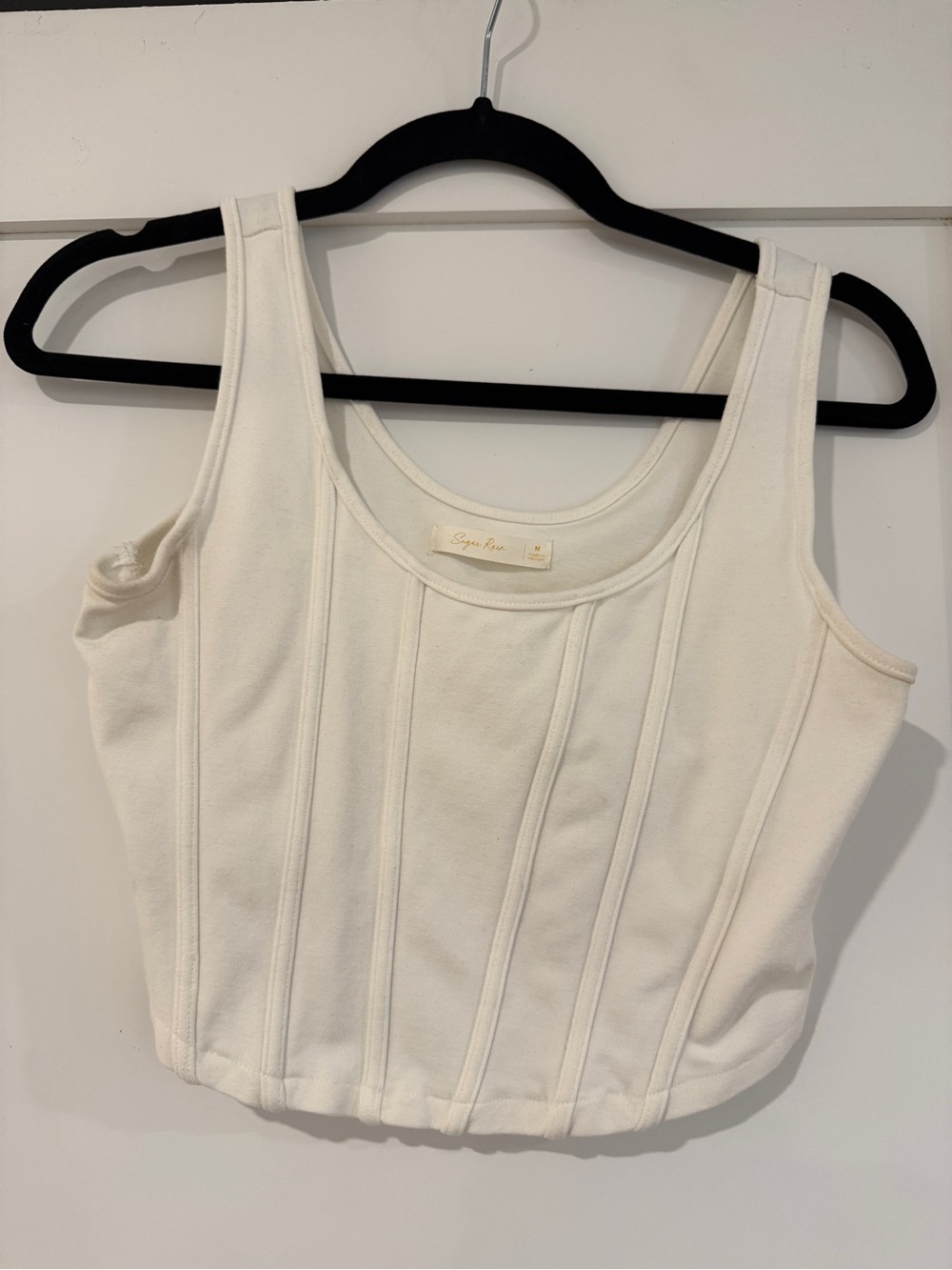 Sugar Rain Off-White Structured Crop Tank